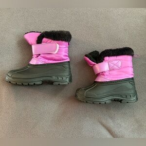 Little Kid Pink Winter Snow Boots with Black Soles